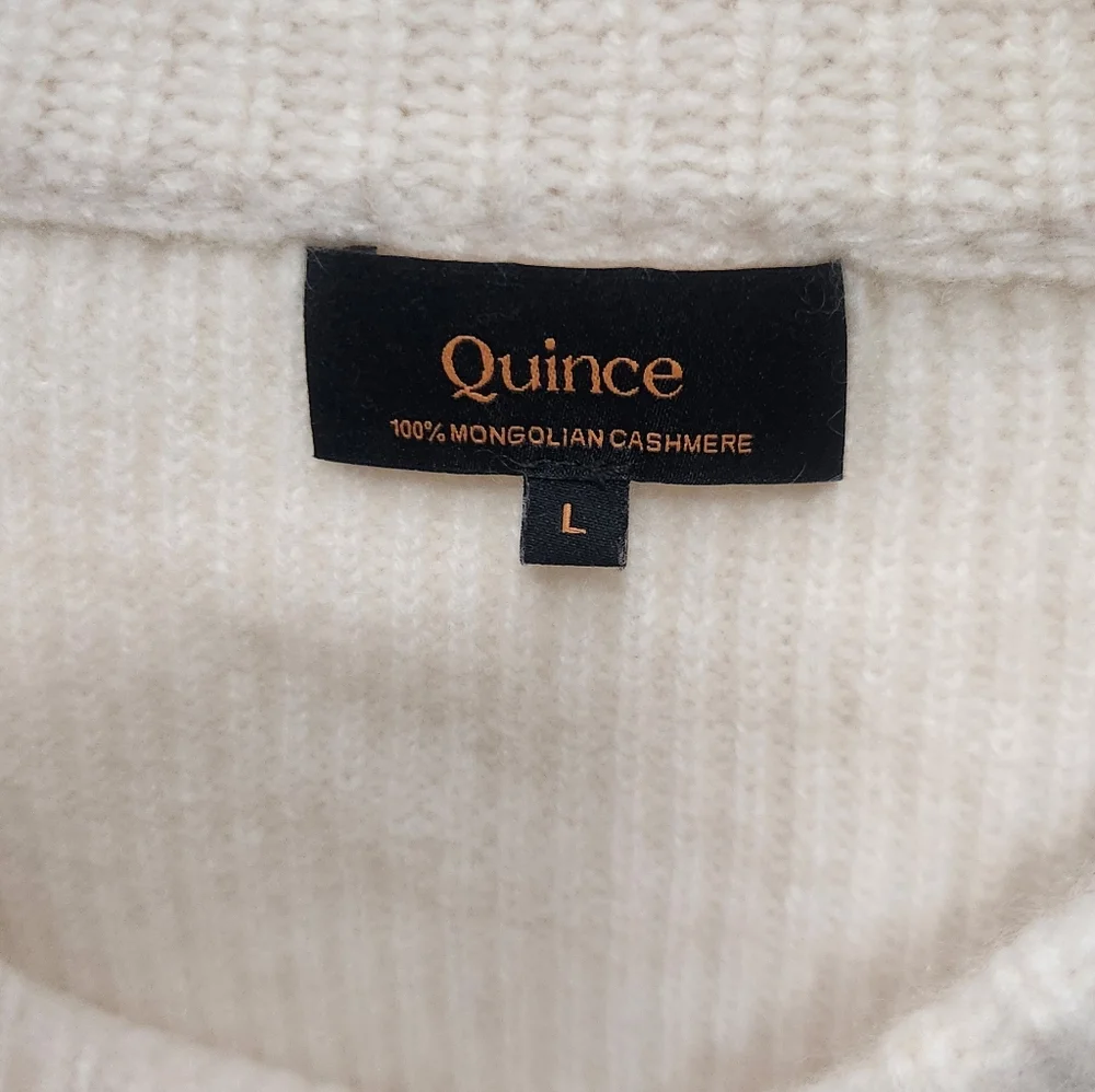 Quince Cream Women's Crew Neck Cashmere  Sweater - Picture 9 of 10